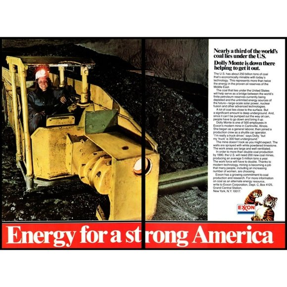 1978 Exxon Energy For A Strong America Vintage Print Ad Underground Coal - Picture 1 of 3